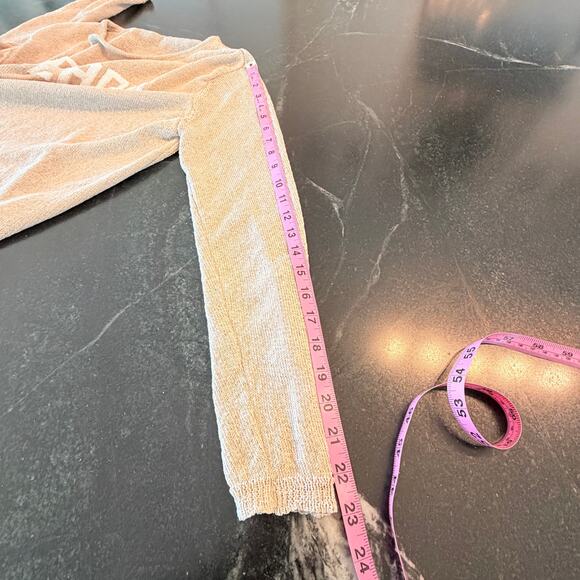 Beach Graphic Slouchy Knit Top Beige Coastal Lounge Large - Picture 7 of 8